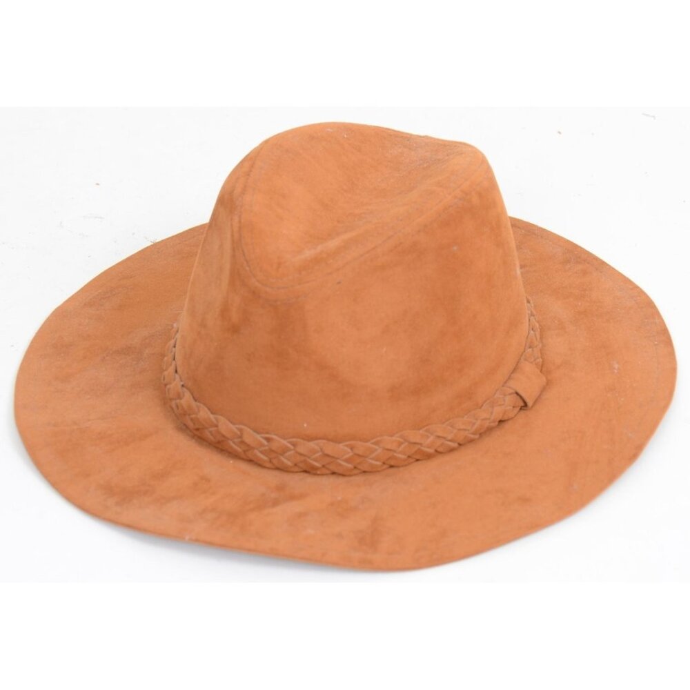 NEWā Women's Panama Fedora Western Cowboy Braided Band Vegan Suede Hat